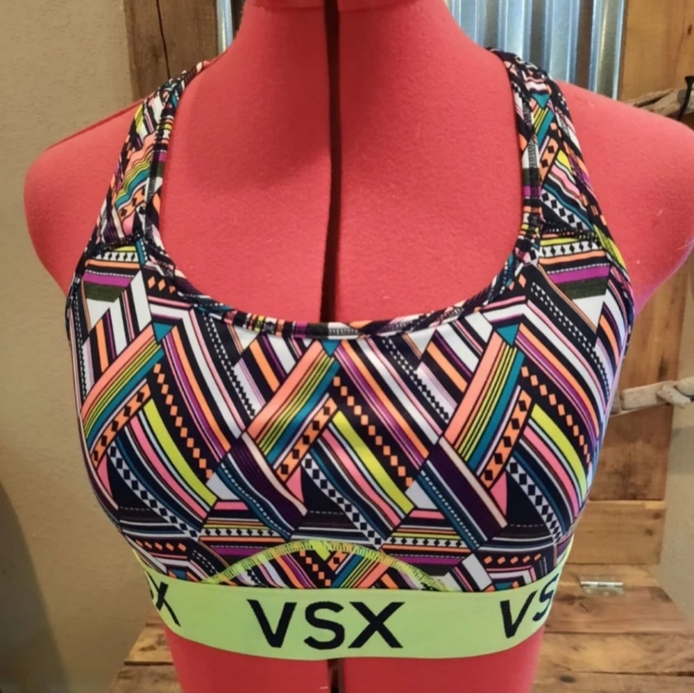 Neon geometric sports bra M Victorias secret